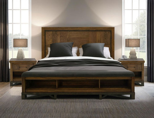 IFD - Walnut - King Bed in Walnut Brown - IFD3421BEDEK view 2