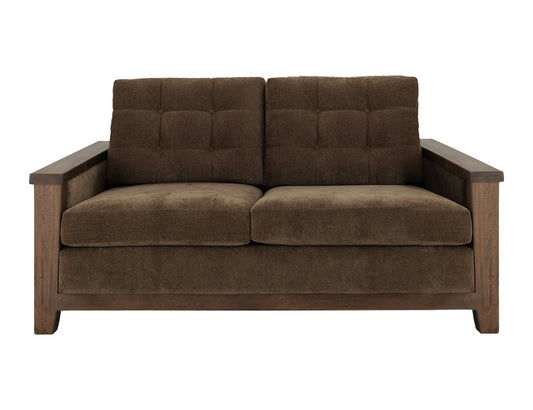 IFD - Walnut - Wooden Frame, Upholstered Loveseat in Deep Forest Brown - IUP342-LOV-182 view 2