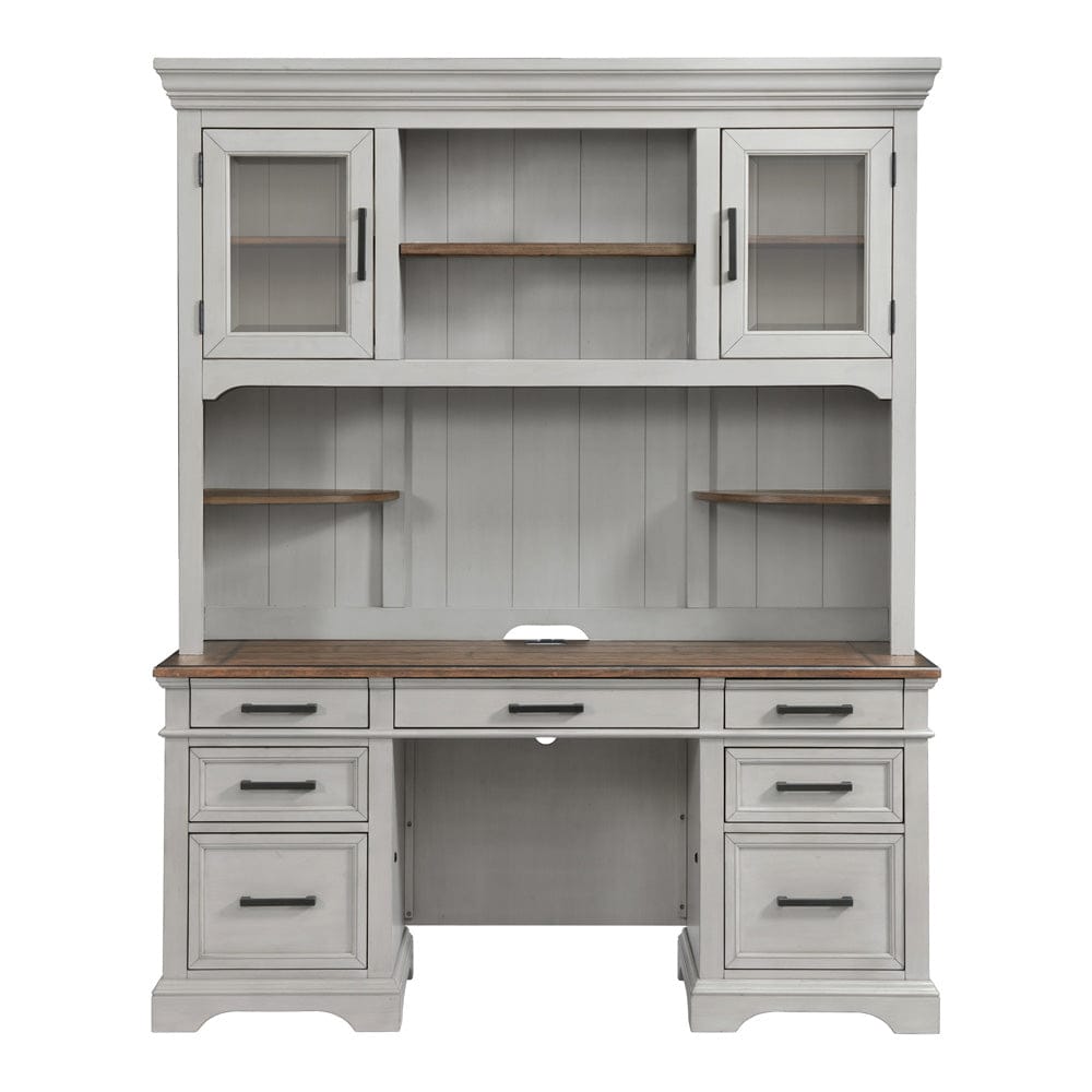 Intercon Furniture - Drake Credenza Hutch in Rustic Gray & French Oak Finish - DK-HO-6852H-RFO-C view 4