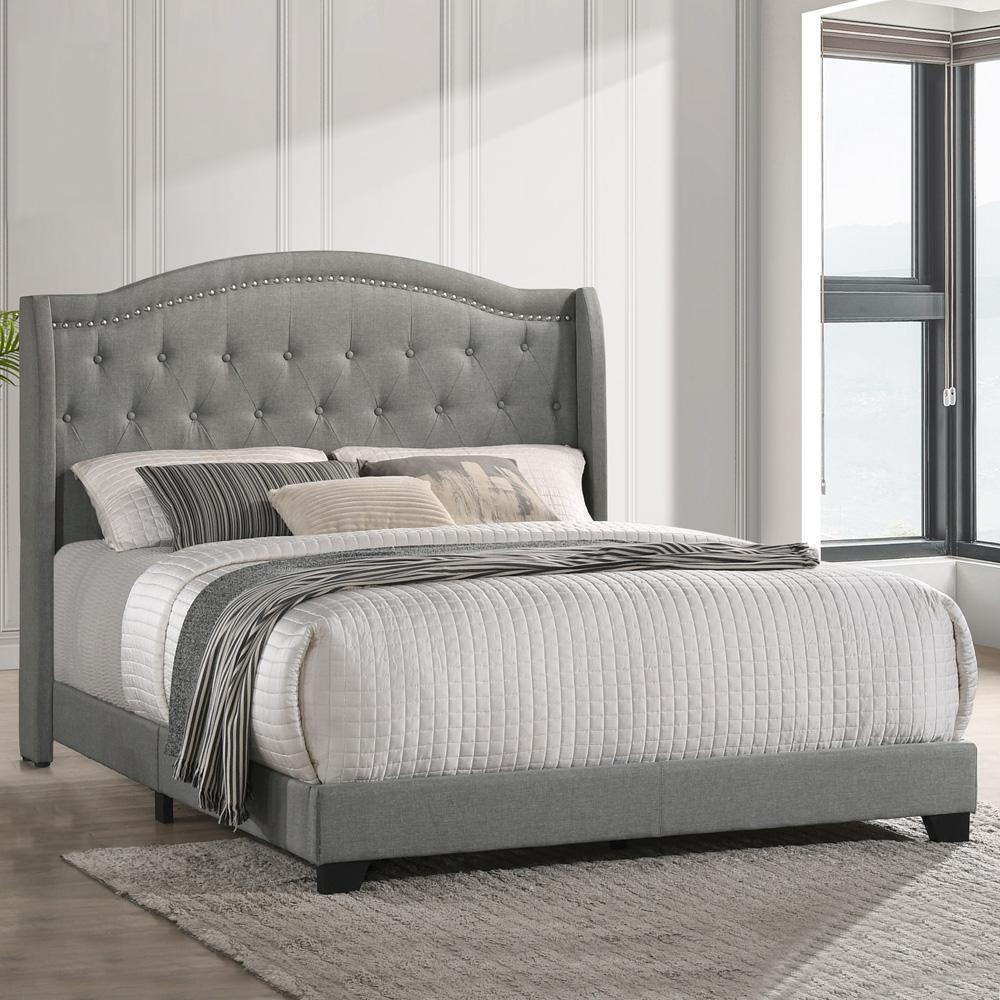 Intercon Furniture - Rhyan King UPH Bed - UB-BR-RHYKNG-SMK-C veiw 2