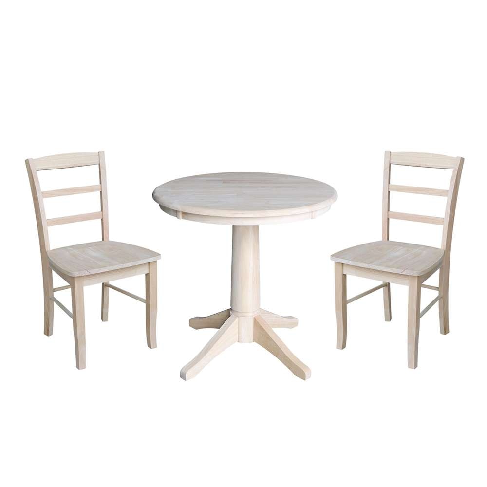 International Concepts (Set of 3 Pcs) -30in Round Top Ped Table with 2 Madrid Chairs - K-30RT-27B-C2-2 view 1