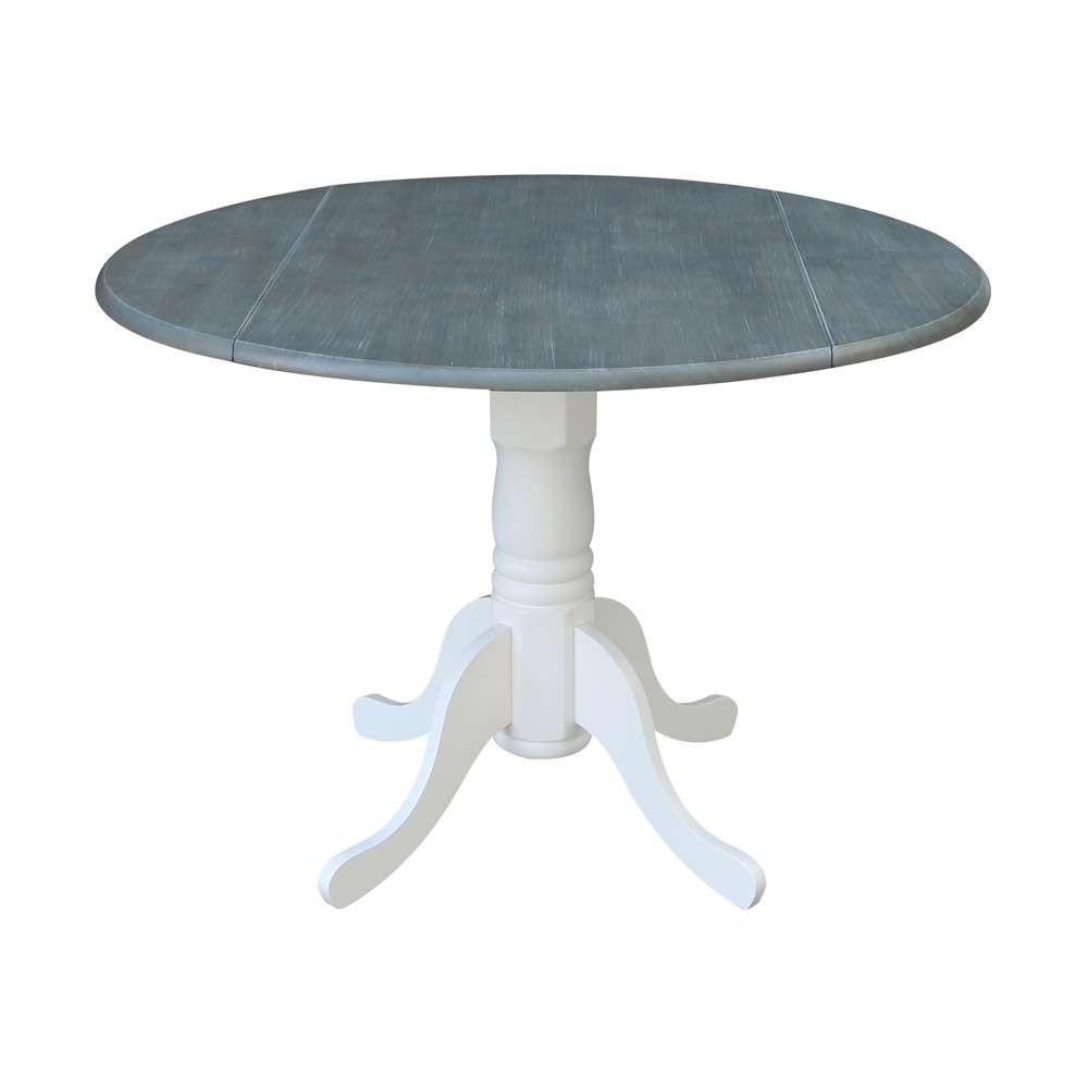 International Concepts (Set of 3 Pcs) - 42in Dual Drop Leaf Table with 2 RTA Chairs in White/Heather Gray Finish - K05-42DP-C2-4 view 4