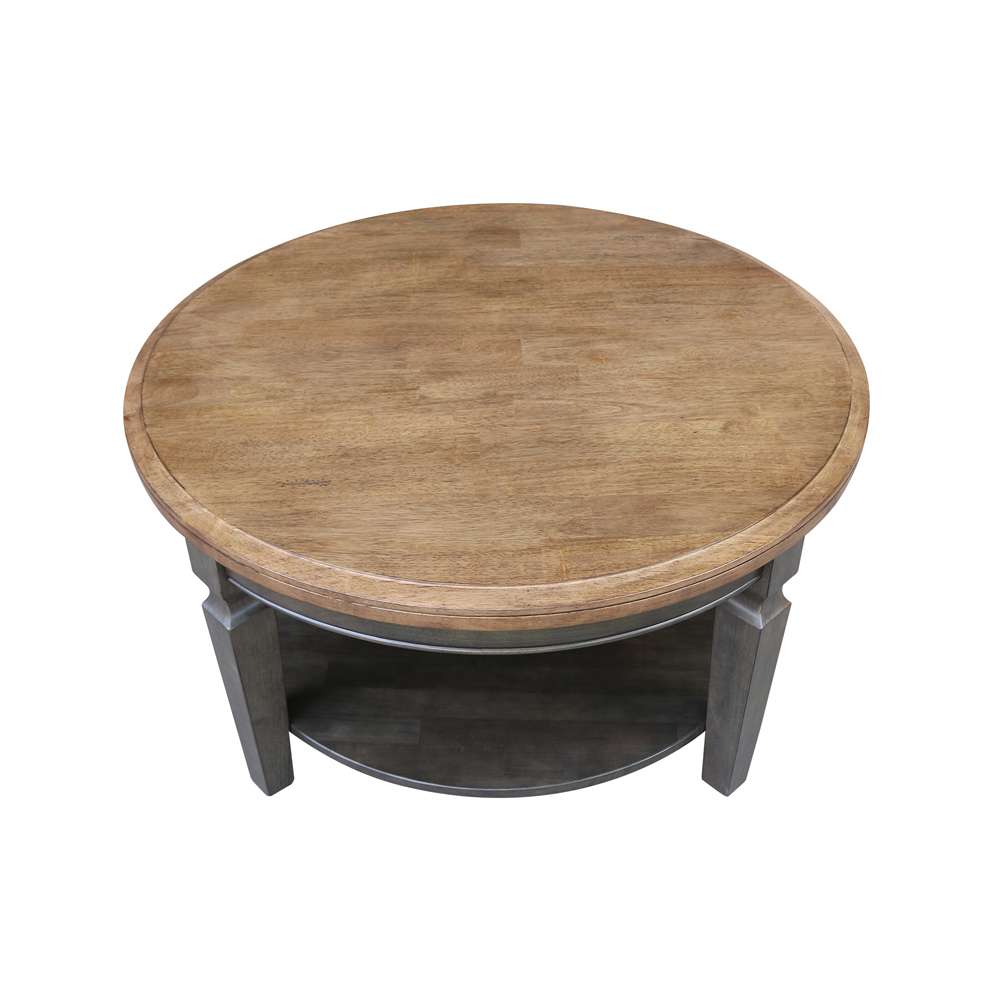 International Concepts - Vista Round Coffee Table in Hickory/Washed Coal Finish - OT45-15CR view 6