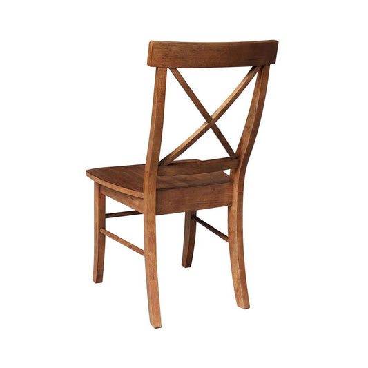 International Concepts - X-Back Chair with Solid Wood Seat in Distressed Oak Finish (Set of 2) - C42-613P view 2