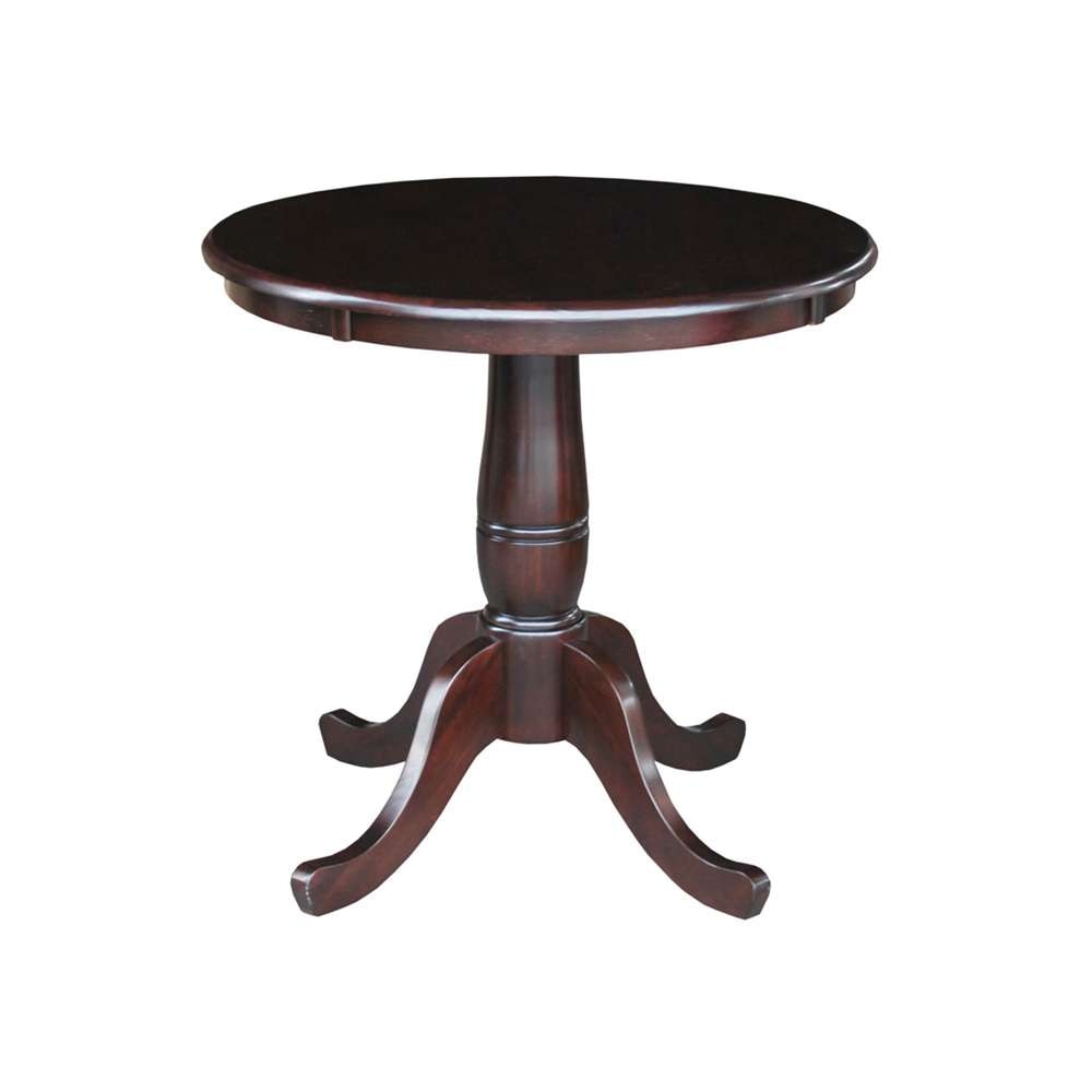 International Concepts - 30in Round Top Ped Table - 29.1inH in Rich Mocha Finish - K15-30RT veiw 1