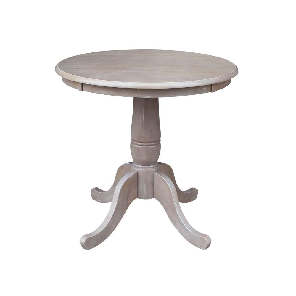International Concepts - 30in Round Top Ped Table - 29.1inH in Washed Gray Taupe Finish - K09-30RT veiw 1