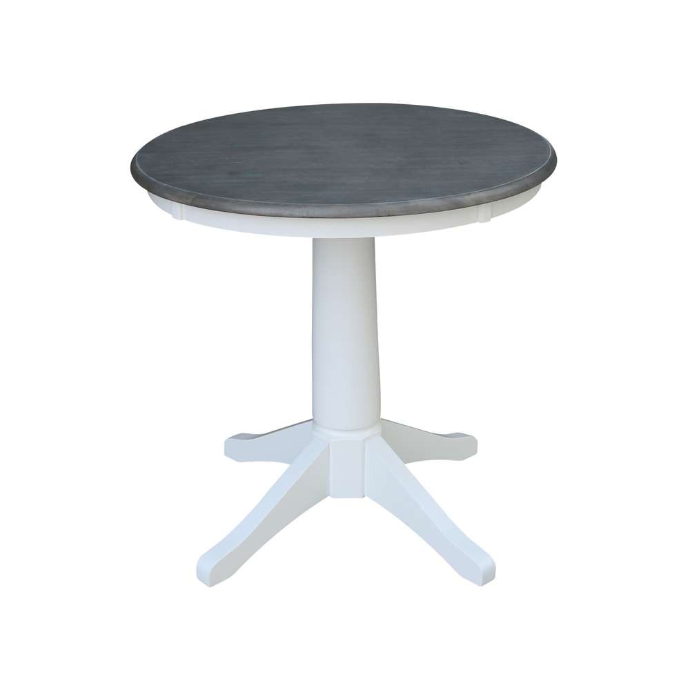 International Concepts - 30in Round Top Ped Table - 29.9inH in White/Heather Gray Finish - K05-30RT-27B veiw 1