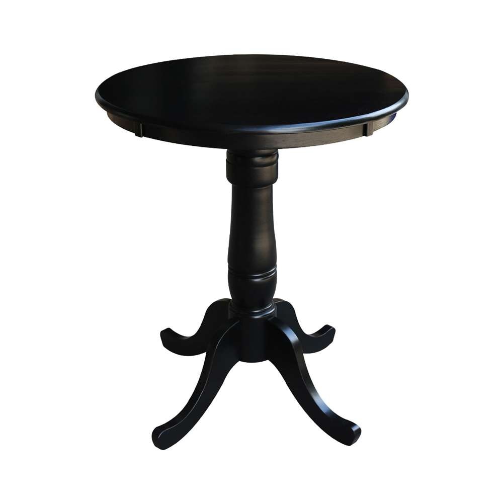 International Concepts - 30in Round Top Ped Table - 35.1inH in Black Finish - K46-30RT-6B veiw 1