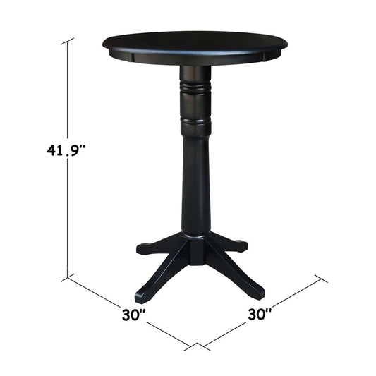 International Concepts - 30in Round Top Ped Table - 40.9inH in Black Finish - K46-30RT-27B-6B-2 veiw 2