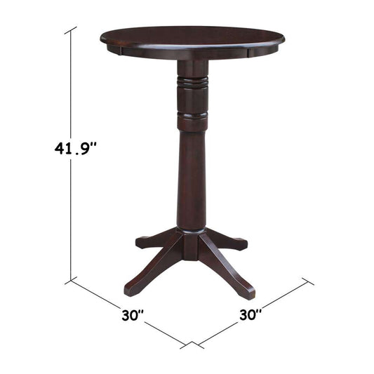International Concepts - 30in Round Top Ped Table - 40.9inH in Rich Mocha Finish - K15-30RT-27B-6B-2 veiw 2