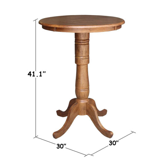 International Concepts - 30in Round Top Ped Table - 41.1inH in Distressed Oak Finish - K42-30RT-6B-2 veiw 2
