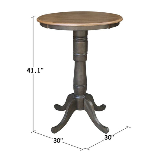 International Concepts - 30in Round Top Ped Table - 41.1inH in Hickory/Washed Coal Finish - K45-30RT-6B-2 veiw 2