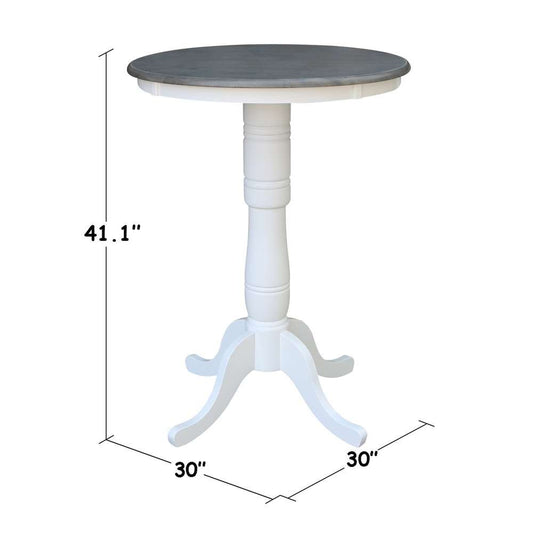 International Concepts - 30in Round Top Ped Table - 41.1inH in White/Heather Gray Finish - K05-30RT-6B-2 veiw 2