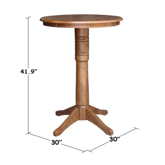 International Concepts - 30in Round Top Ped Table - 41.9inH in Distressed Oak Finish - K42-30RT-27B-6B-2 veiw 2