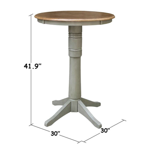 International Concepts - 30in Round Top Ped Table - 41.9inH in Hickory/Stone Finish - K41-30RT-27B-6B-2 veiw 2