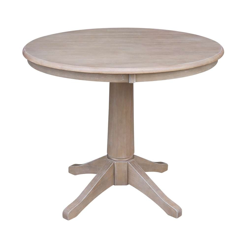 International Concepts - 36in Round Top Ped Table - 28.9inH in Washed Gray Taupe Finish - K09-36RT-27B veiw 1