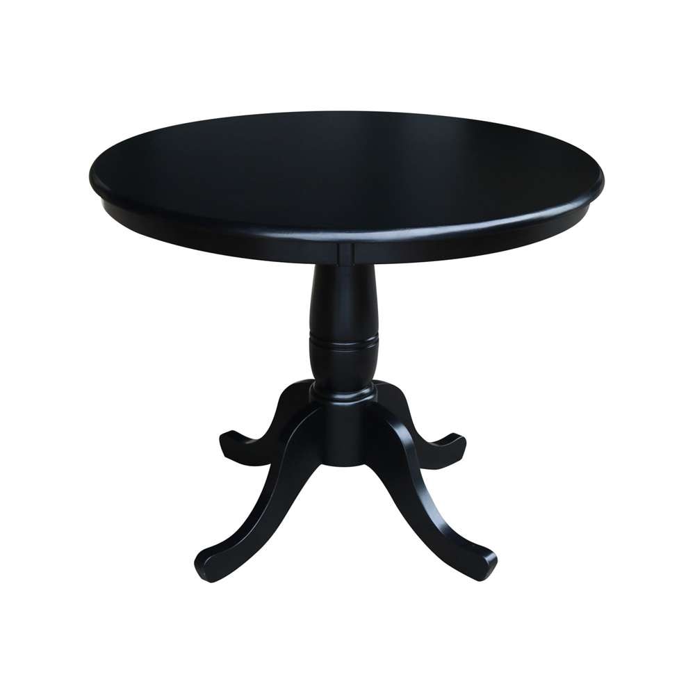 International Concepts - 36in Round Top Ped Table - 29.1inH in Black Finish - K46-36RT veiw 1