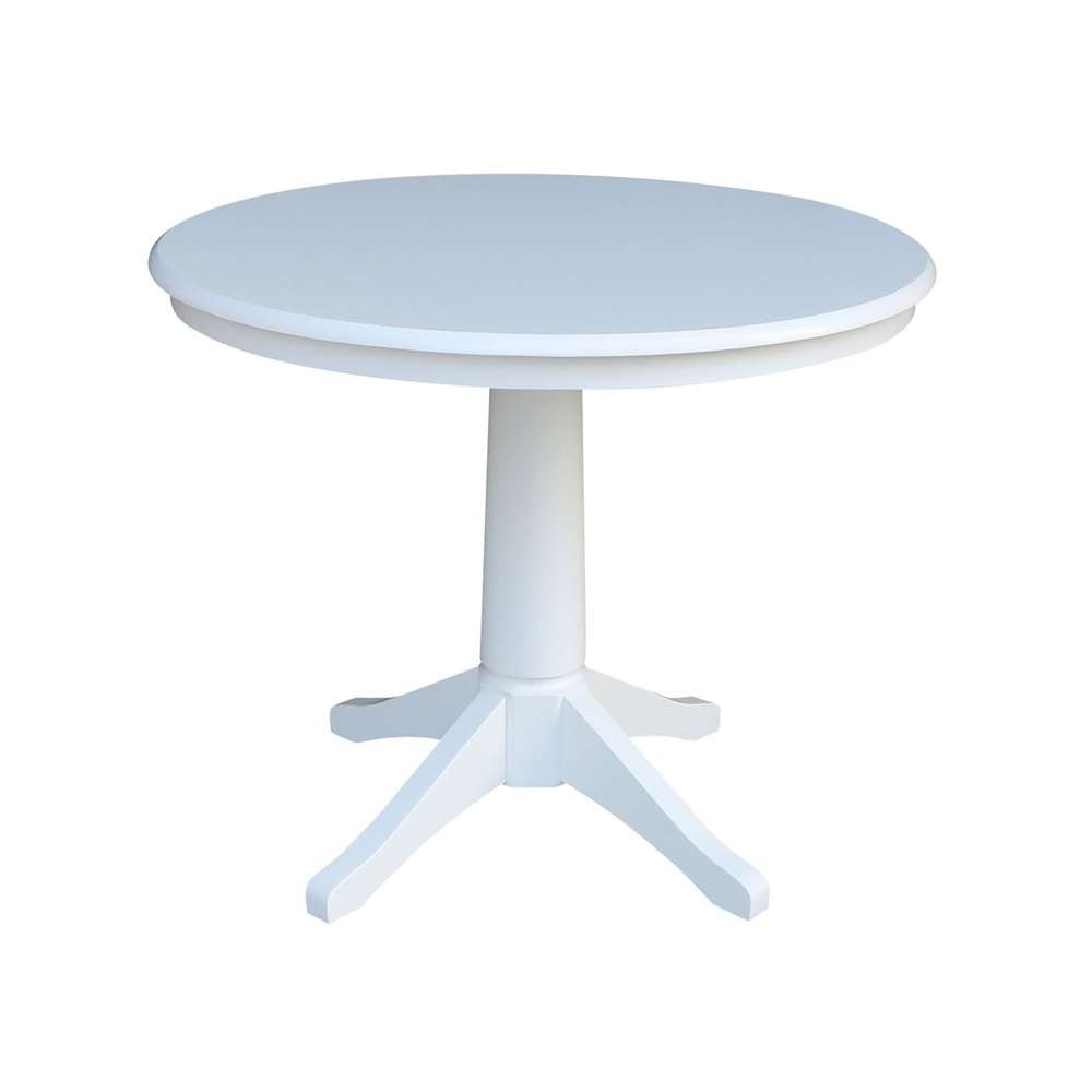 International Concepts - 36in Round Top Ped Table - 29.9inH in White Finish - K08-36RT-27B veiw 1
