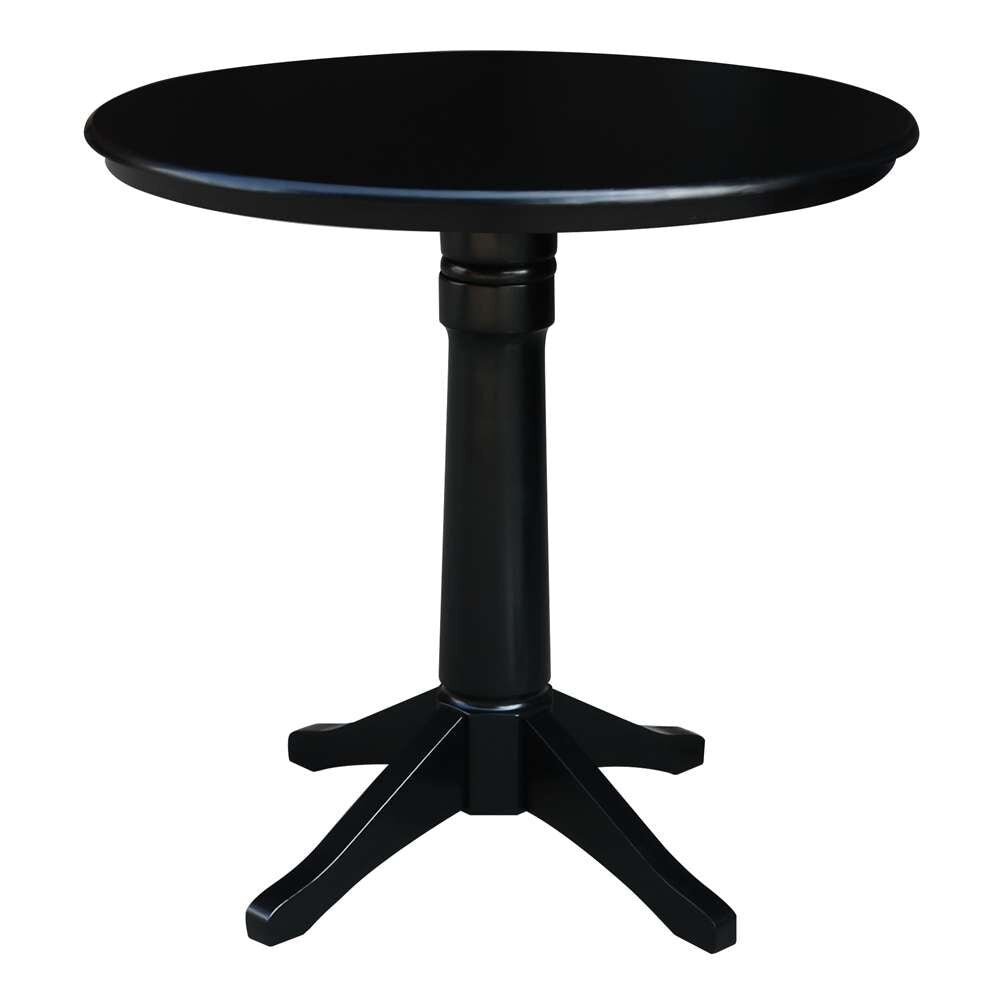 International Concepts - 36in Round Top Ped Table - 34.9inH in Black Finish - K46-36RT-27B-6B veiw 1