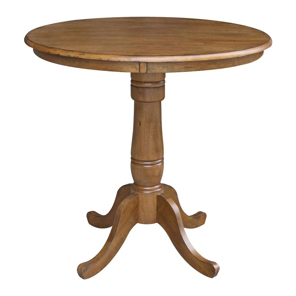 International Concepts - 36in Round Top Ped Table - 35.1inH in Pecan Finish - K59-36RT-6B veiw 1