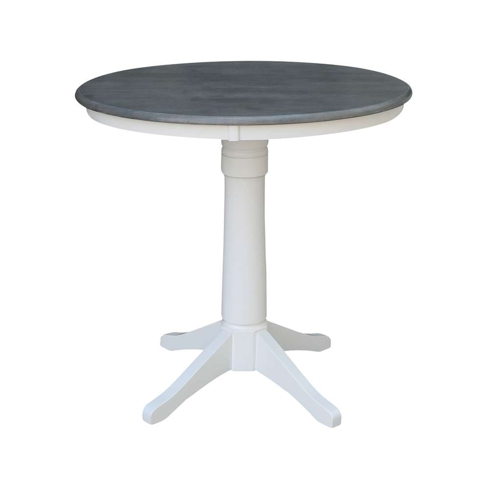 International Concepts - 36in Round Top Ped Table - 35.9inH in White/Heather Gray Finish - K05-36RT-27B-6B veiw 1