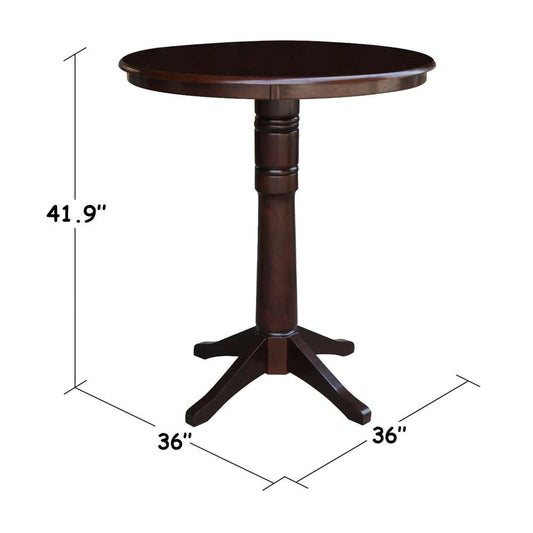 International Concepts - 36in Round Top Ped Table - 40.9inH in Rich Mocha Finish - K15-36RT-27B-6B-2 veiw 2