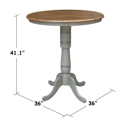 International Concepts - 36in Round Top Ped Table - 41.1inH in Hickory/Stone Finish - K41-36RT-6B-2 veiw 2