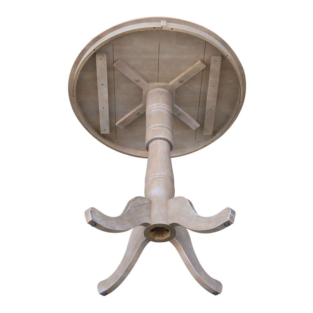 International Concepts - 36in Round Top Ped Table - 41.1inH in Washed Gray Taupe Finish - K09-36RT-6B-2 veiw 4