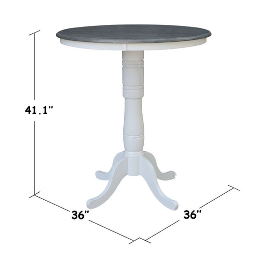 International Concepts - 36in Round Top Ped Table - 41.1inH in White/Heather Gray Finish - K05-36RT-6B-2 veiw 2