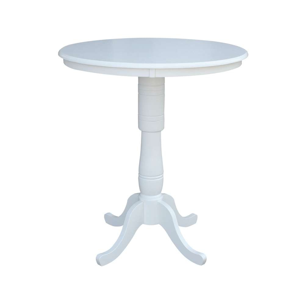 International Concepts - 36in Round Top Ped Table - 41.1inH in White Finish - K08-36RT-6B-2 veiw 1