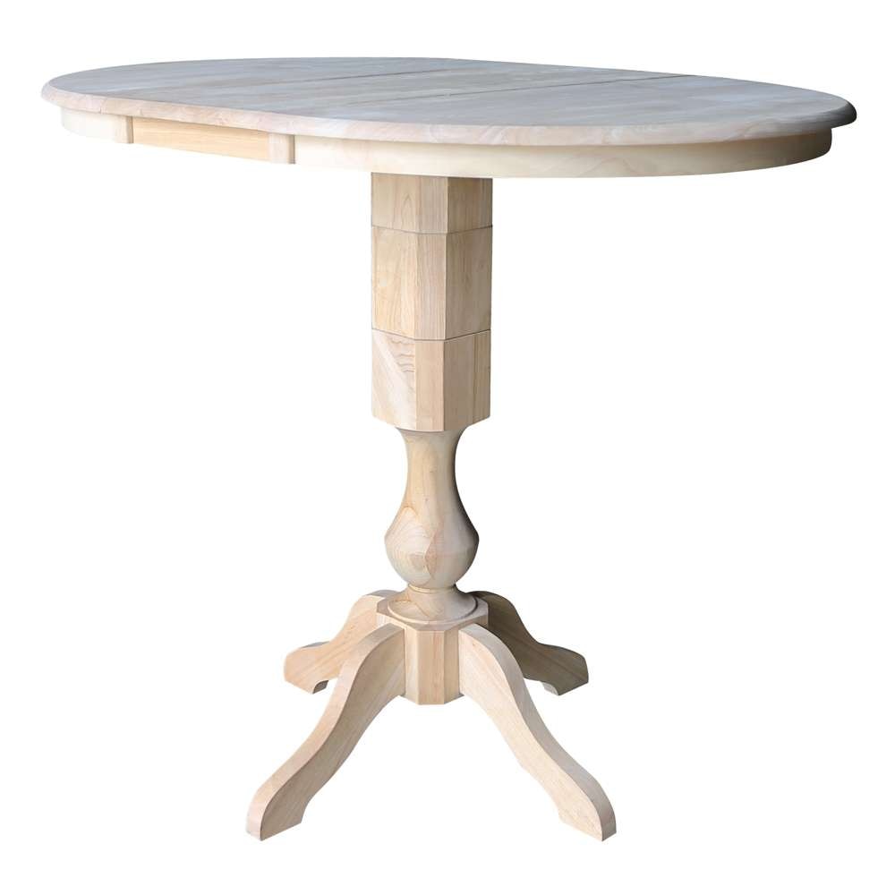 International Concepts - 36in Round Top Ped Table with 12in Leaf - 42.1inH - Bar Height - K-36RXT-11P-2 veiw 8