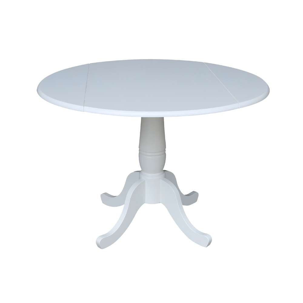 International Concepts - 42in Round Dual Drop Leaf Ped Table - 29.5inH in White Finish - K08-42DPT veiw 1