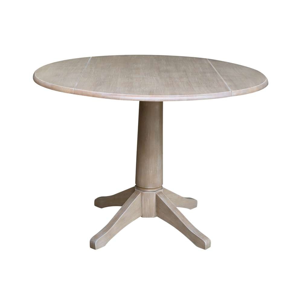 International Concepts - 42in Round Dual Drop Leaf Ped Table - 30.3inH in Washed Gray Taupe Finish - K09-42DPT-27B veiw 1