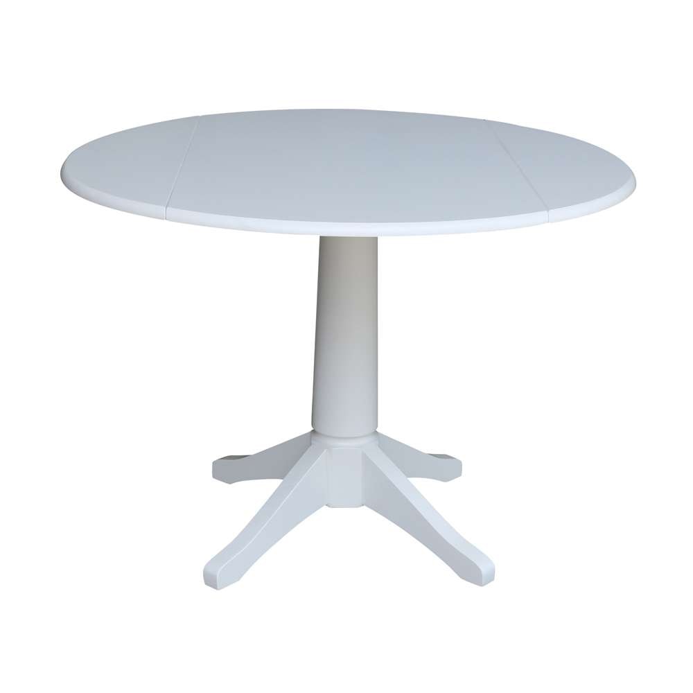 International Concepts - 42in Round Dual Drop Leaf Ped Table - 30.3inH in White Finish - K08-42DPT-27B veiw 1