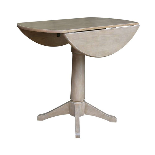 International Concepts - 42in Round Dual Drop Leaf Ped Table - 36.3inH in Washed Gray Taupe Finish - K09-42DPT-27B-6B veiw 2