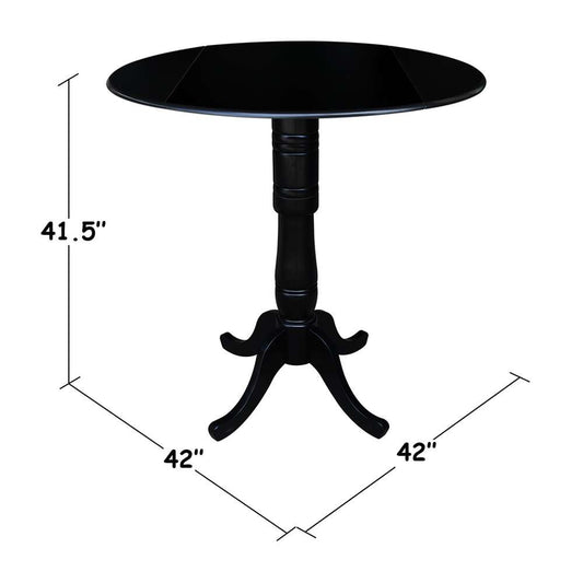 International Concepts - 42in Round Dual Drop Leaf Ped Table - 41.5inH in Black Finish - K46-42DPT-6B-2 veiw 2