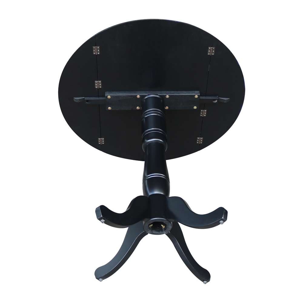 International Concepts - 42in Round Dual Drop Leaf Ped Table - 41.5inH in Black Finish - K46-42DPT-6B-2 veiw 8