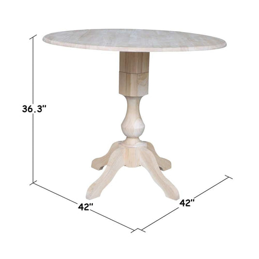 International Concepts - 42in Round Dual Drop Leaf Ped Table - 42.3inH - K-42DPT-11P-2 veiw 2