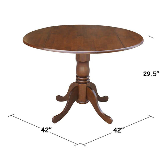 International Concepts - 42in Round Dual Drop Leaf Ped Table in Espresso Finish - T581-42DP veiw 2