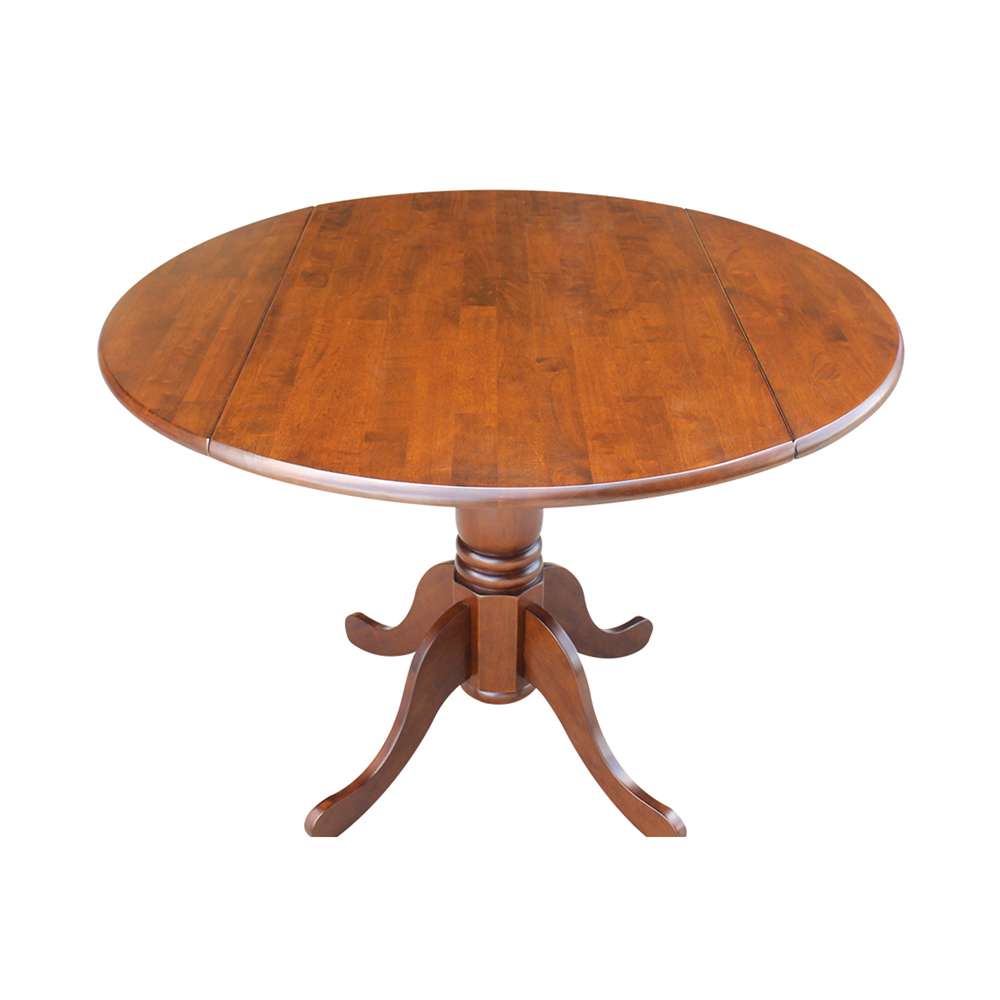 International Concepts - 42in Round Dual Drop Leaf Ped Table in Espresso Finish - T581-42DP veiw 9