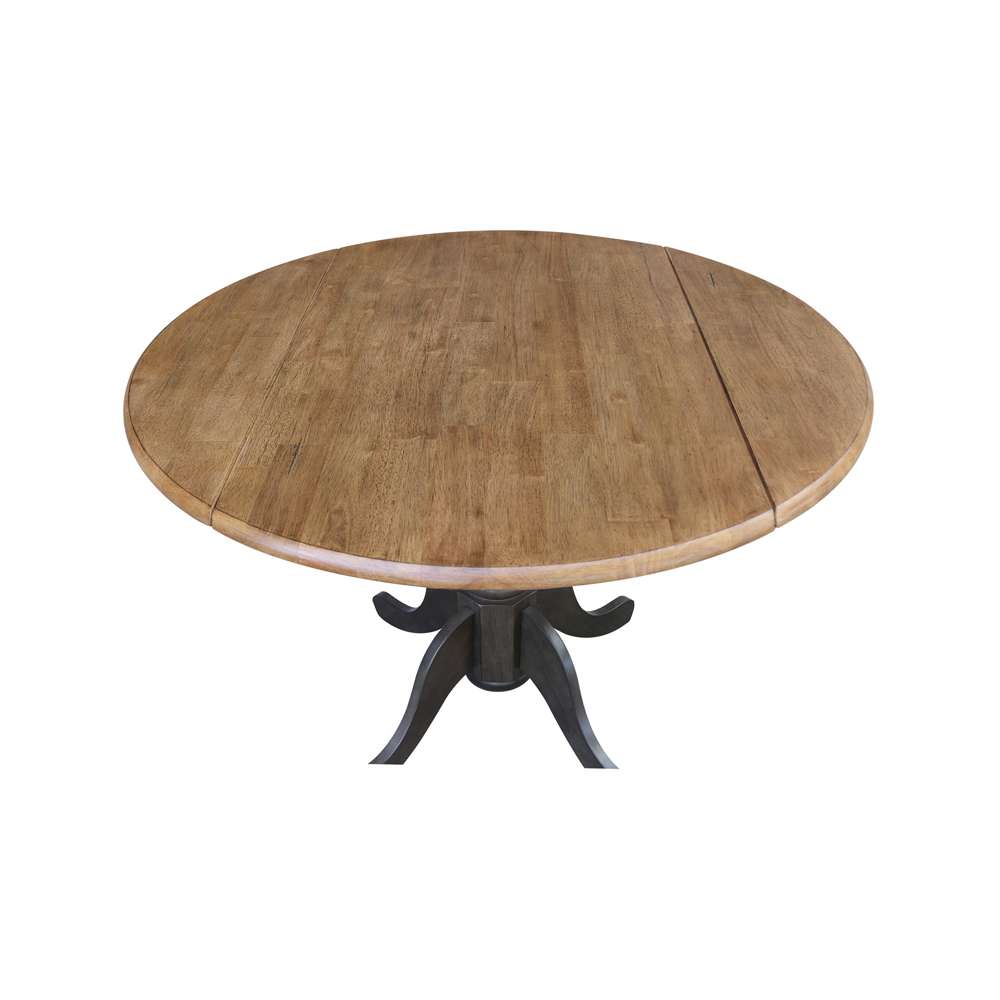 International Concepts - 42in Round Dual Drop Leaf Ped Table in Hickory/Washed Coal Finish - T45-42DP veiw 6