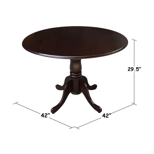 International Concepts - 42in Round Dual Drop Leaf Ped Table in Rich Mocha Finish - T15-42DP veiw 2