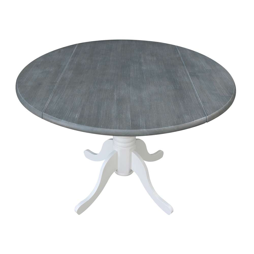 International Concepts - 42in Round Dual Drop Leaf Ped Table in White/Heather Gray Finish - T05-42DP veiw 13