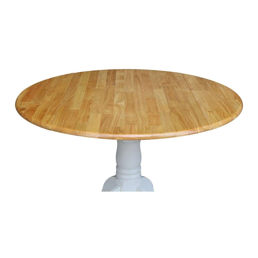 International Concepts - 42in Round Dual Drop Leaf Ped Table in White / Natural Finish - T02-42DP veiw 9