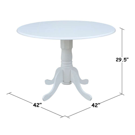 International Concepts - 42in Round Dual Drop Leaf Ped Table in White Finish - T08-42DP veiw 2