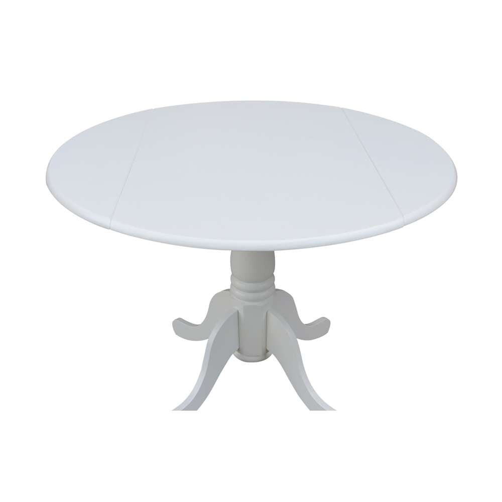 International Concepts - 42in Round Dual Drop Leaf Ped Table in White Finish - T08-42DP veiw 9