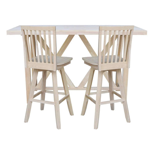International Concepts - Bar Height Table with 2 Bar Height Stools - 30inSH - K-7228-42-S263SW-2 veiw 2