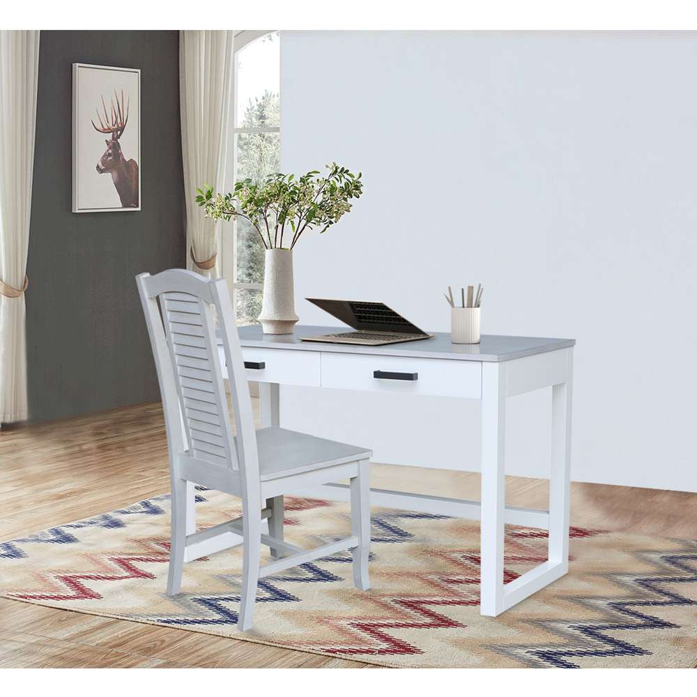 International Concepts - Carson Desk with 2 Drawers and Chair in Chalk/White Finish in Chalk/White Finish - K128-71-C45 veiw 5