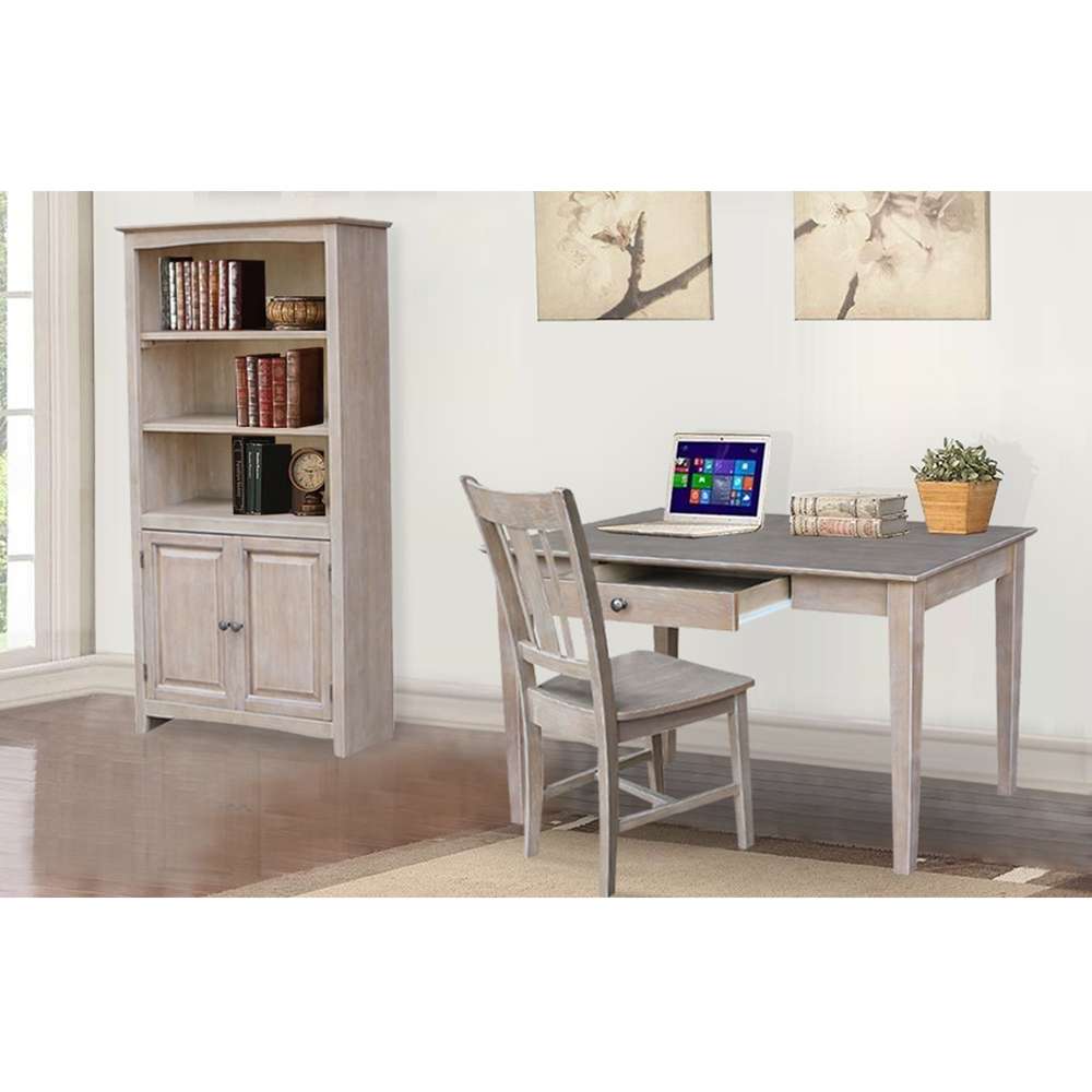 International Concepts - Desk with Drawer - Basic Size and Chair in Washed Gray Taupe Finish in Washed Gray Taupe Finish - K09-OF-41-C10 veiw 4