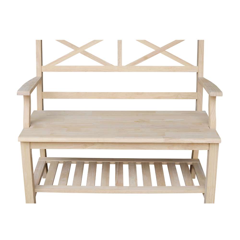 International Concepts - Double X-Back Bench with Arms and Shelf - BE-1 veiw 8